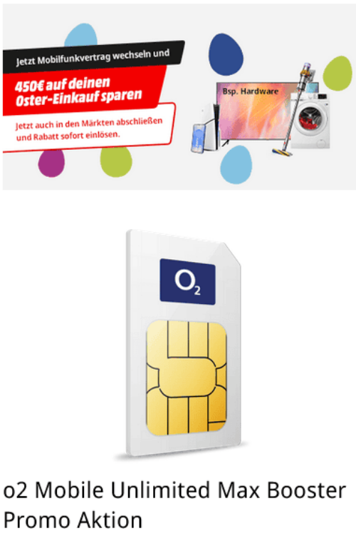 MediaMarkt 450欧 购物券 +<br><em>O<sub>2</sub> Mobile Unlimited Max</em>