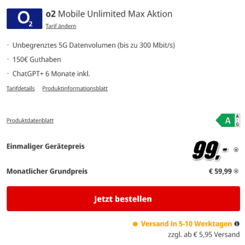 o2 Mobile Unlimited Max 无限流量