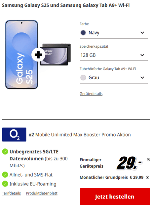 <em>Samsung Galaxy S25 + Galaxy Tab A9+ Wi-Fi + </em><br><em>O<sub>2</sub> Mobile Unlimited Max</em>
